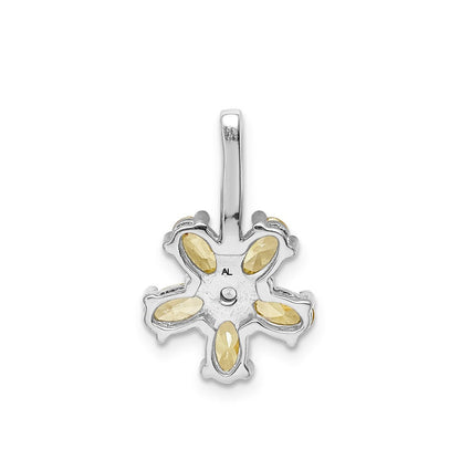 14K Weißgold Anhänger mit echtem Diamant und 1,69 ct. Citrin-Blume