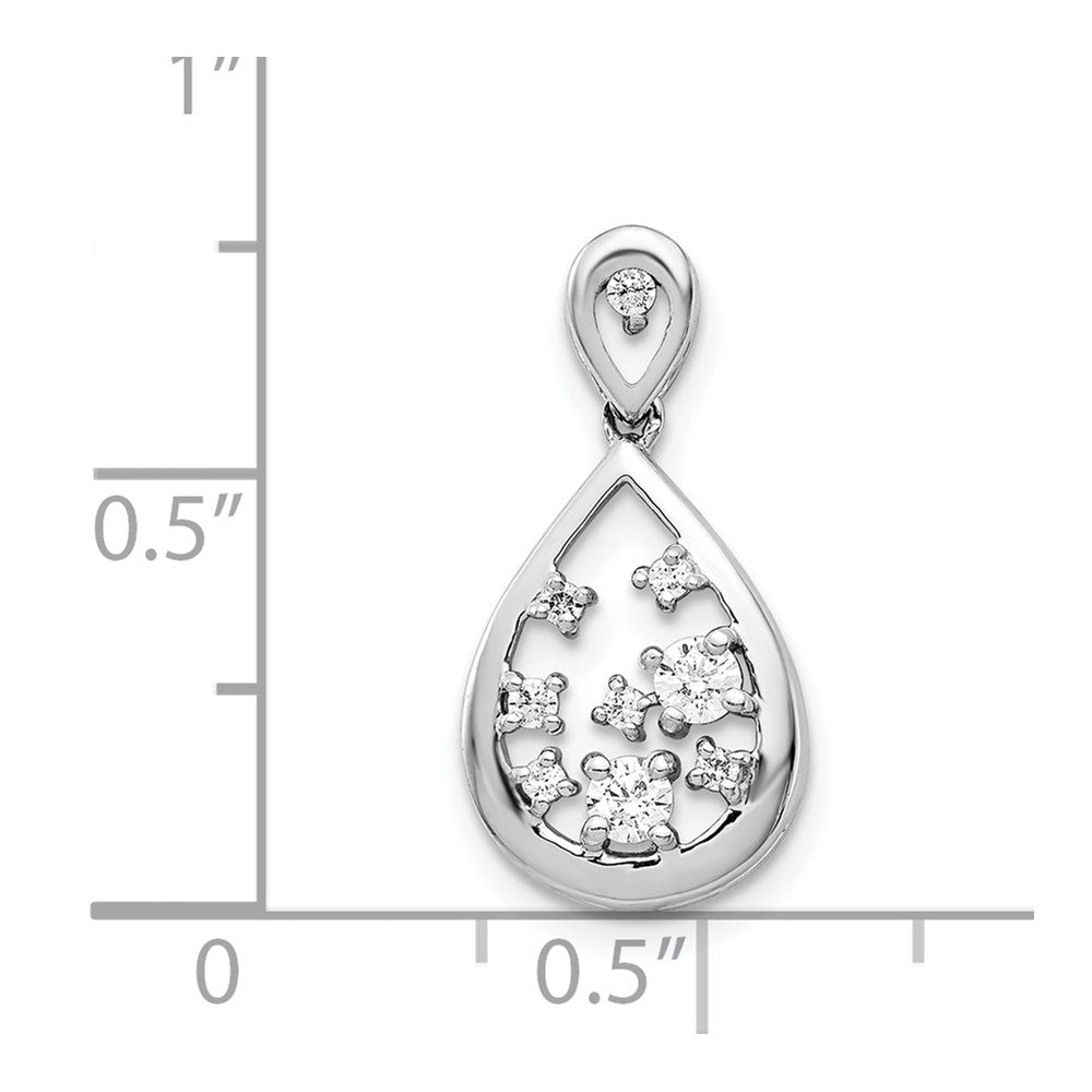 14 K Weißgold Anhänger mit 0,375 ct. echten Diamanten in Tropfenform, ausgefallenes Design