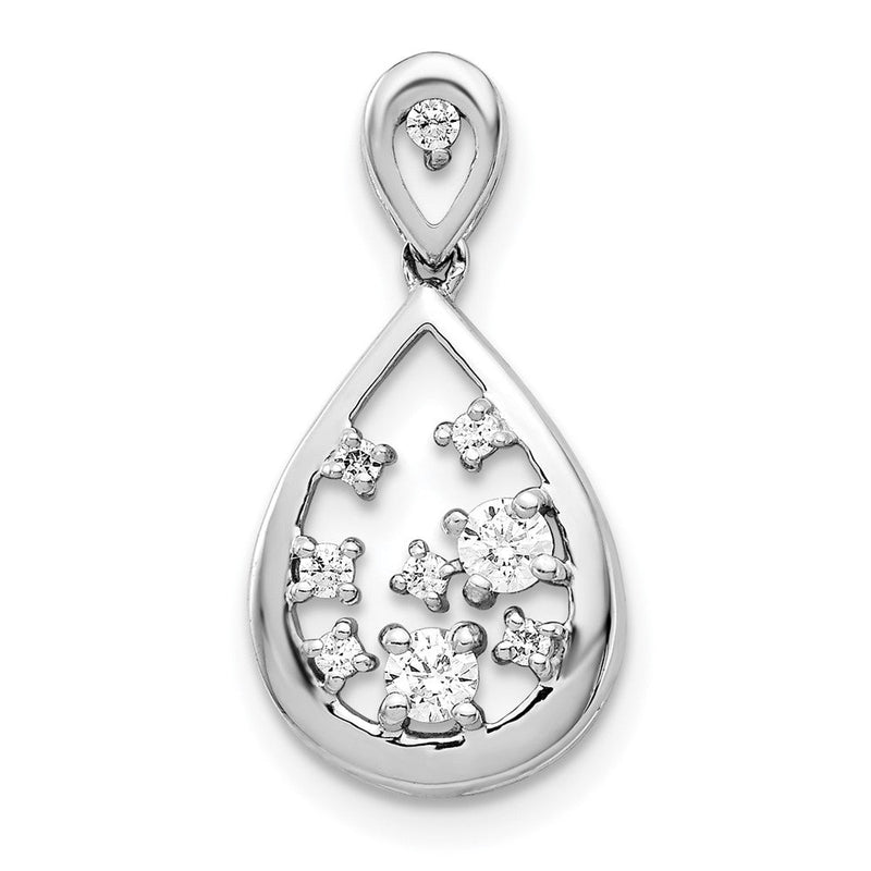 14 K Weißgold Anhänger mit 0,375 ct. echten Diamanten in Tropfenform, ausgefallenes Design