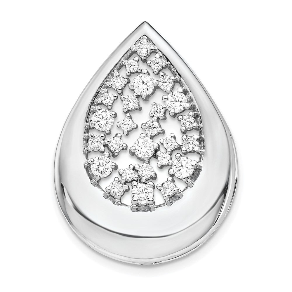 14 Karat Weißgold Anhänger mit 0,875 ct. echten Diamanten, ausgefallene Tropfenform