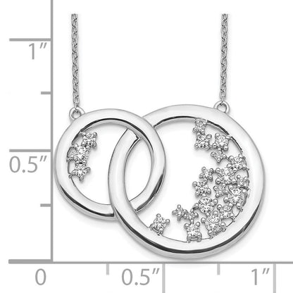14K Weißgold Echt Diamant Interlocking Kreis Halskette