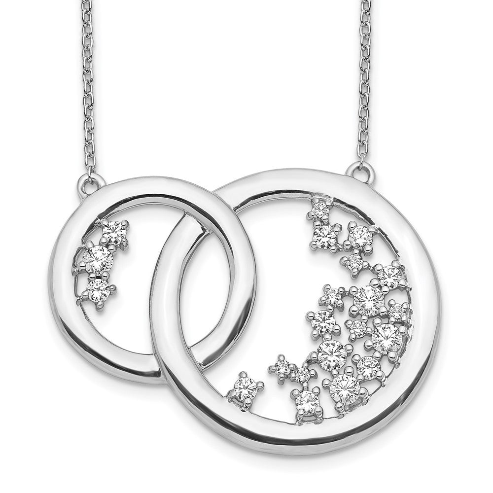 14K Weißgold 3/4 Ct. Im Labor Gezüchtet Diamant Vs/si+ G+ 17.75 Zoll Interlocking Kreis Halskette