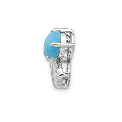 14K Weißgold Schmetterlings-Anhänger mit echtem Diamant und Türkis-Cabochon