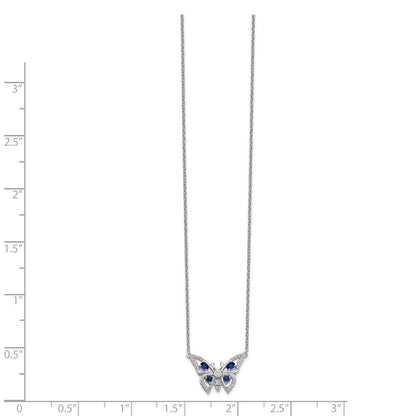 14K Weißgold Echt Diamant & Saphir Schmetterling Halskette