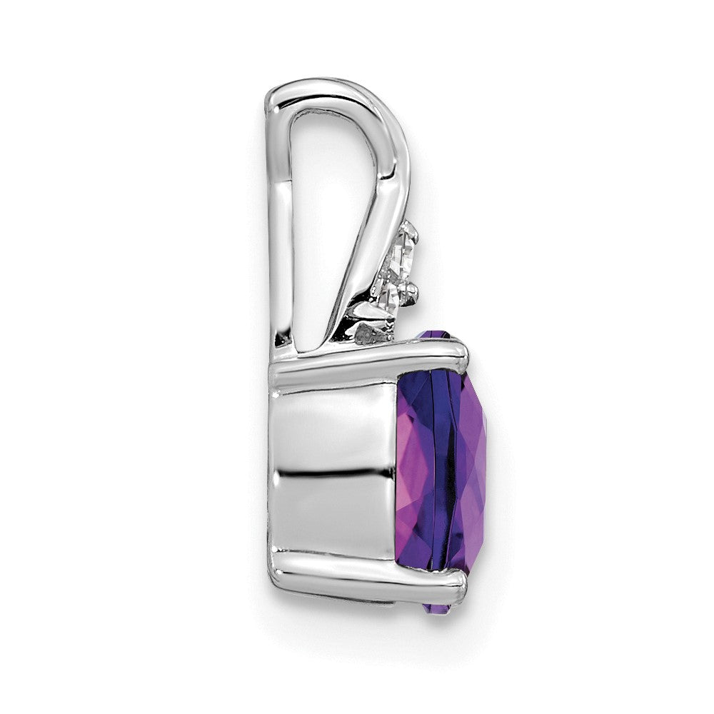 14K Weißgold Schachbrett Amethyst und Diamant Anhänger