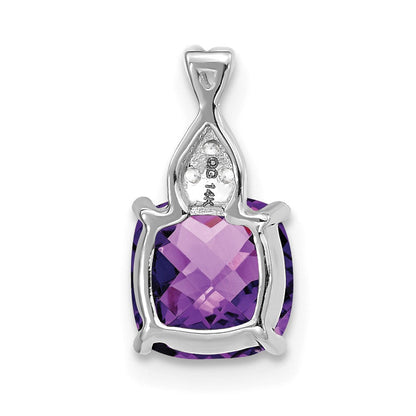 14K Weißgold Schachbrett Amethyst und Diamant Anhänger