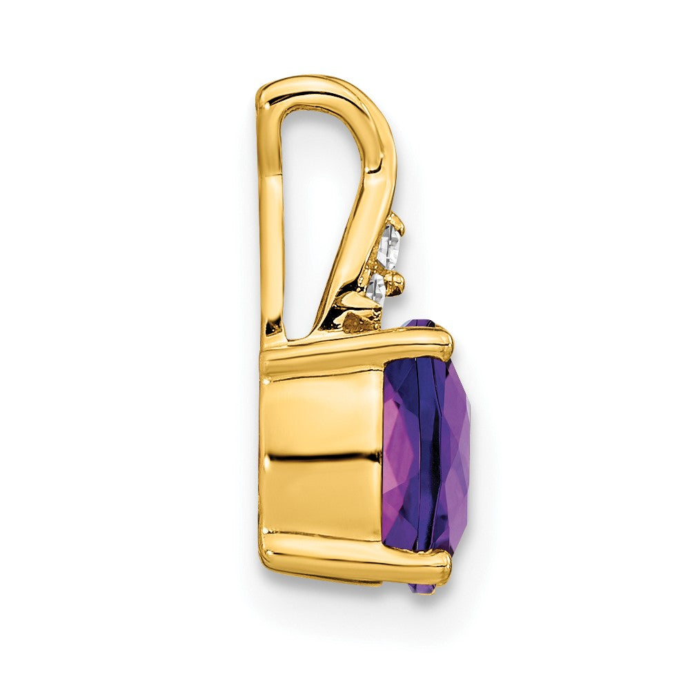14K Gelbgold Anhänger mit Amethyst im Karomuster und echten Diamanten