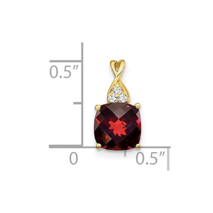 10K Gelbgold Schachbrett Granat und Diamant Anhänger