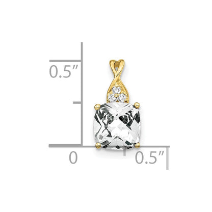 10K Gelbgold Schachbrett Weiß Topas und Diamant Anhänger