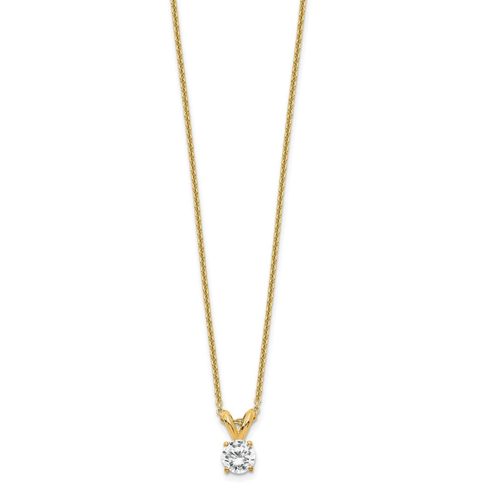 14K Gelbgold 0,25 ct. Labor gezüchteter Diamant VS/SI+ G+ Rund Vier-Krappen 18 Zoll Solitär-Anhänger-Halskette