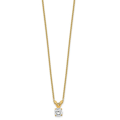 14K Gelbgold 0,25 ct. Labor gezüchteter Diamant VS/SI+ G+ Rund Vier-Krappen 18 Zoll Solitär-Anhänger-Halskette