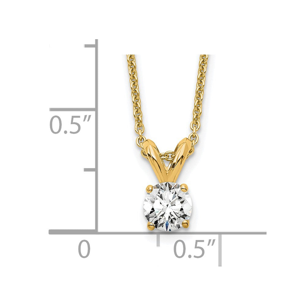 14K Gelbgold 0,25 ct. Labor gezüchteter Diamant VS/SI+ G+ Rund Vier-Krappen 18 Zoll Solitär-Anhänger-Halskette