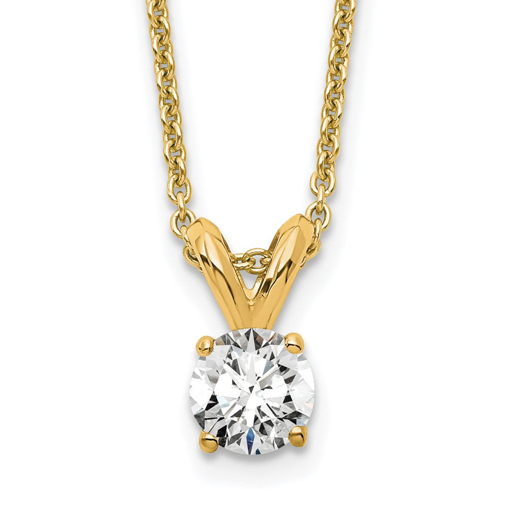 14K Gelbgold 0,25 ct. Labor gezüchteter Diamant VS/SI+ G+ Rund Vier-Krappen 18 Zoll Solitär-Anhänger-Halskette