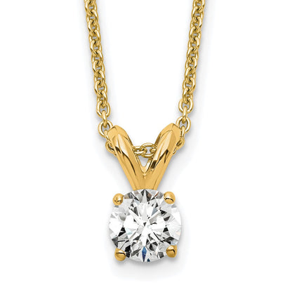14K Gelbgold 0,25 ct. Labor gezüchteter Diamant VS/SI+ G+ Rund Vier-Krappen 18 Zoll Solitär-Anhänger-Halskette