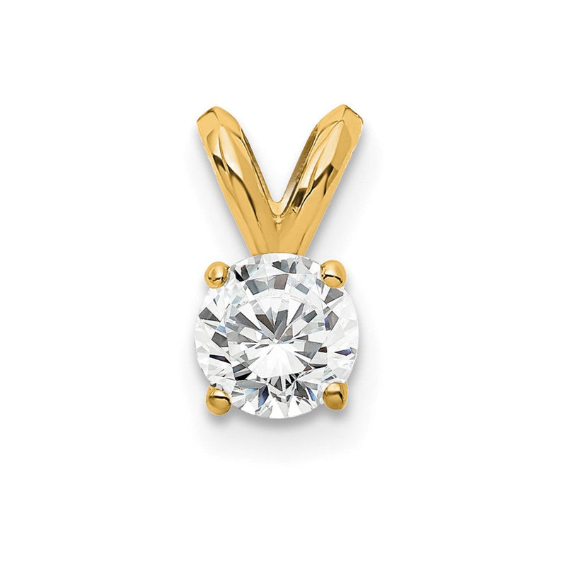 14K Gelbgold 14K 1/4 Karat Zertifiziert Im Labor Gezüchtet Diamant Vs+ F+ Rund Komplett Vierkrappen Solitär Anhänger