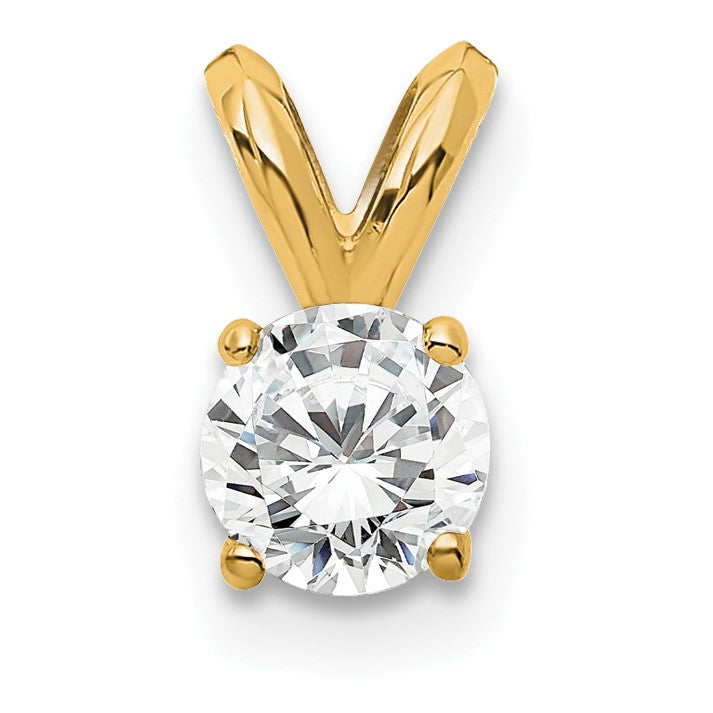 14K Gelbgold 0,25 ct. Labordiamant VS/SI+ G+ Rund Vierkrappen-Solitär-Anhänger