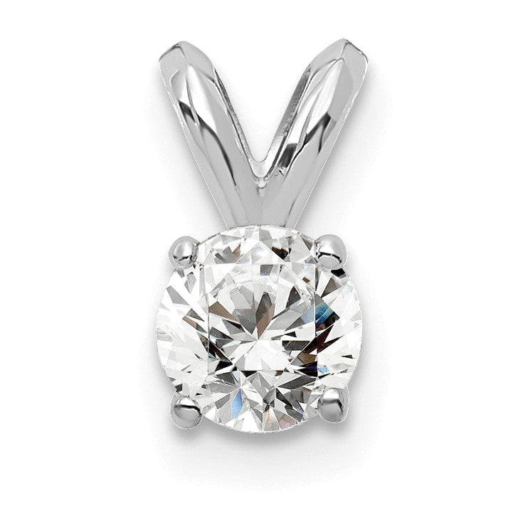 14K Weißgold 14K Weißgold 1/4 Karat Zertifiziert Im Labor Gezüchtet Diamant Vs+ F+ Rund Komplett Vierkrappen Solitär Anhänger