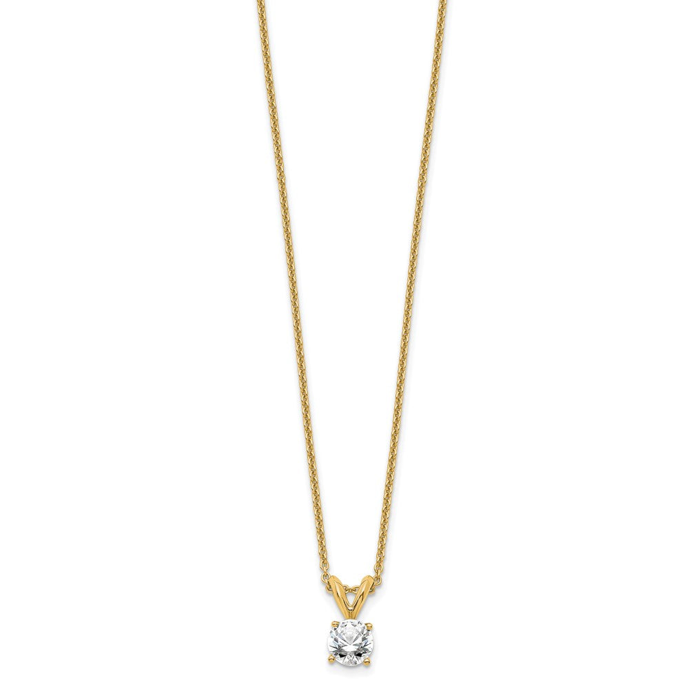 14K Gelbgold 0,33 ct. Laborgezüchteter Diamant VS/SI+ G+ Rund Vierkrallen 18 Zoll Solitär-Anhänger-Halskette