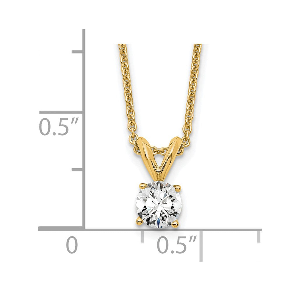 14K Gelbgold 0,33 ct. Laborgezüchteter Diamant VS/SI+ G+ Rund Vierkrallen 18 Zoll Solitär-Anhänger-Halskette