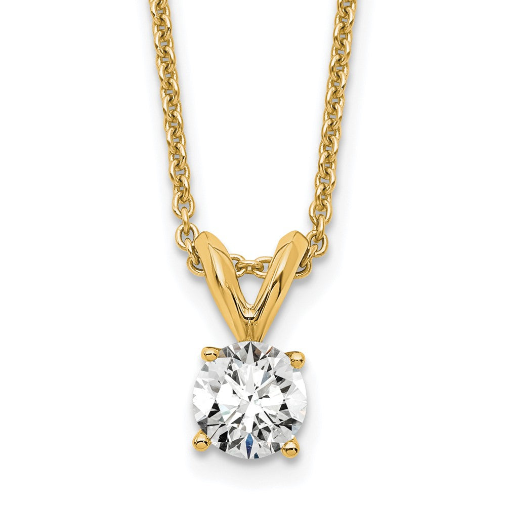14K Gelbgold 0,33 ct. Laborgezüchteter Diamant VS/SI+ G+ Rund Vierkrallen 18 Zoll Solitär-Anhänger-Halskette
