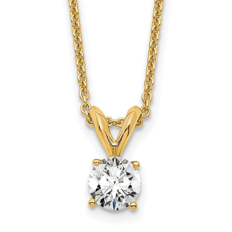 14K Gelbgold 0,33 ct. Laborgezüchteter Diamant VS/SI+ G+ Rund Vierkrallen 18 Zoll Solitär-Anhänger-Halskette