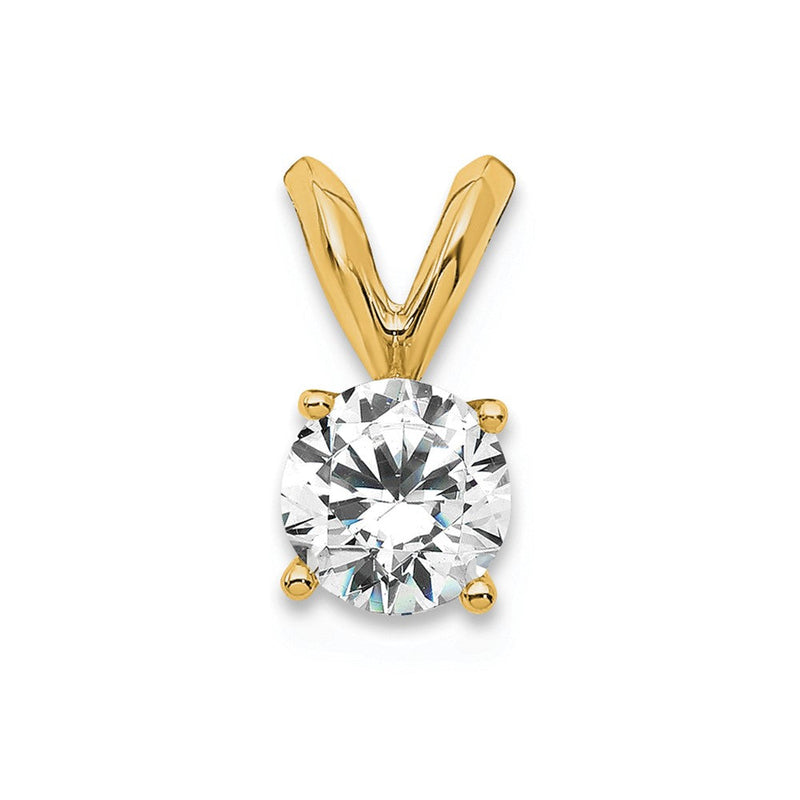 14K Gelbgold 0,33 ct. Labor gezüchteter Diamant VS/SI+ G+ Rund Komplett Vier-Krappen Solitär-Anhänger