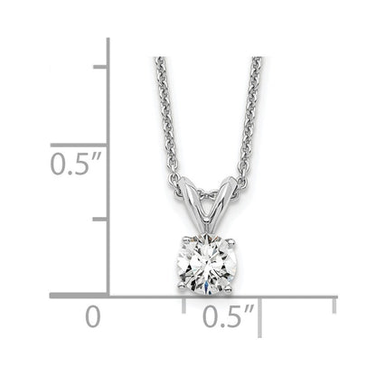 14K Weißgold 0,33 ct. Labor gezüchteter Diamant VS/SI+ G+ Rund Vier-Krappen 18 Zoll Solitär-Anhänger-Halskette