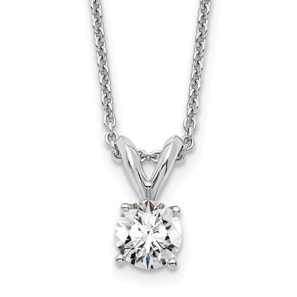 14K Weißgold 0,33 ct. Labor gezüchteter Diamant VS/SI+ G+ Rund Vier-Krappen 18 Zoll Solitär-Anhänger-Halskette