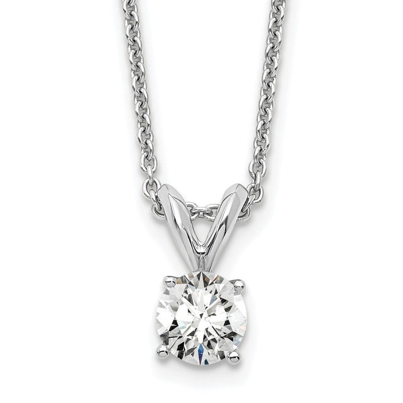 14K Weißgold 0,33 ct. Labor gezüchteter Diamant VS/SI+ G+ Rund Vier-Krappen 18 Zoll Solitär-Anhänger-Halskette