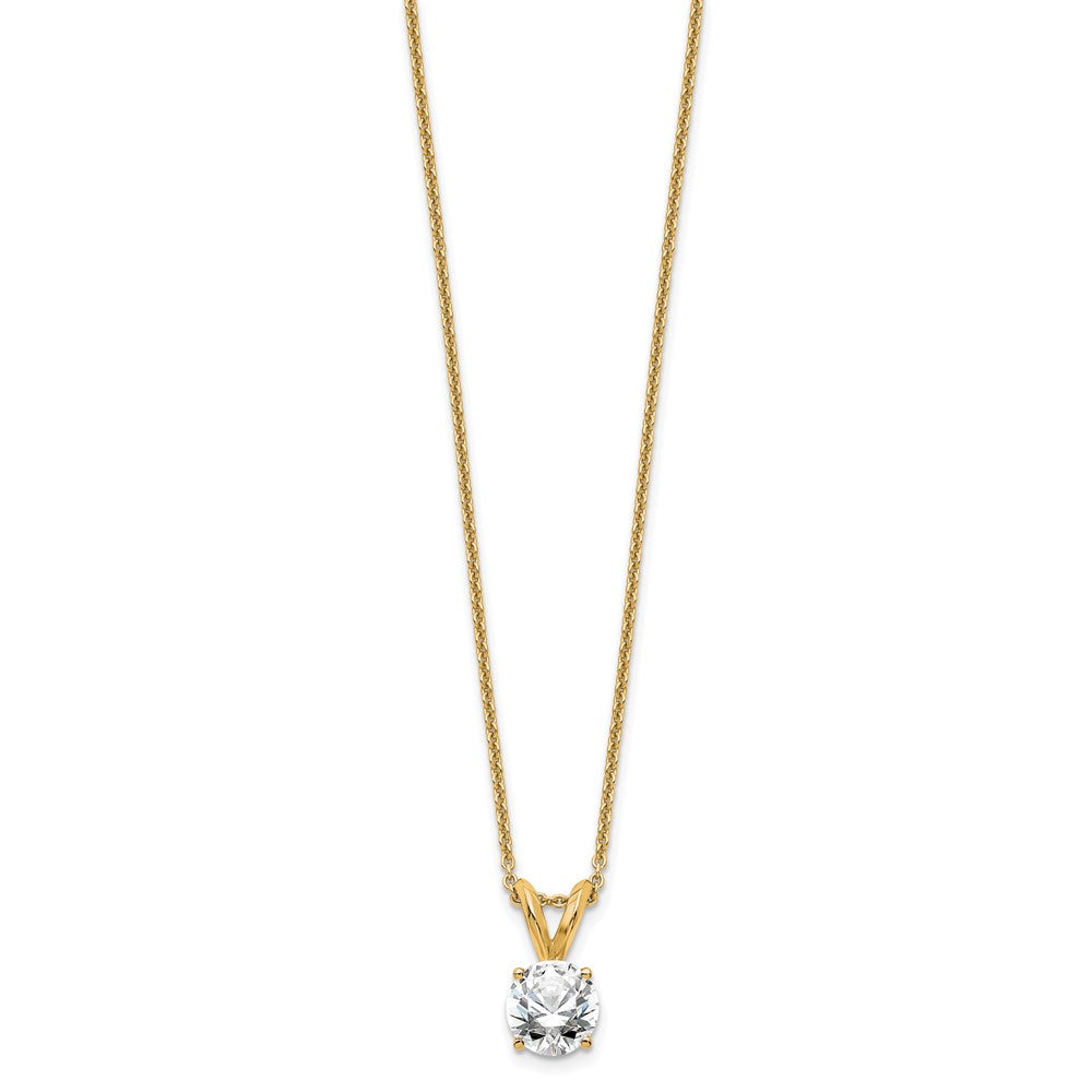14K Gelbgold 0,5 ct. Laborgezüchteter Diamant VS/SI+ G+ Rund Komplette Vierkrallenfassung 18 Zoll Solitär-Anhänger-Halskette
