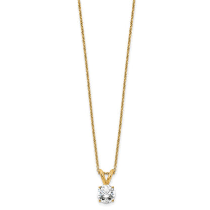 14K Gelbgold 0,5 ct. Laborgezüchteter Diamant VS/SI+ G+ Rund Komplette Vierkrallenfassung 18 Zoll Solitär-Anhänger-Halskette
