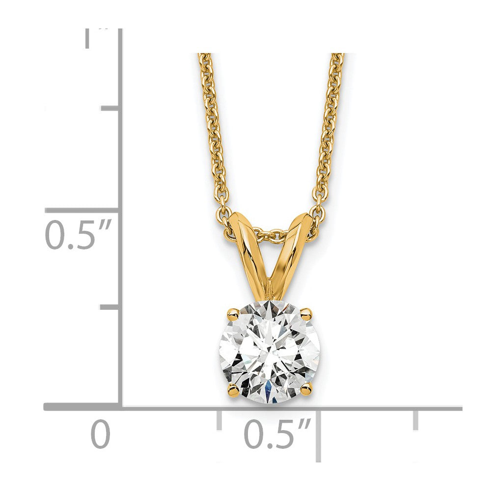 14K Gelbgold 0,5 ct. Laborgezüchteter Diamant VS/SI+ G+ Rund Komplette Vierkrallenfassung 18 Zoll Solitär-Anhänger-Halskette