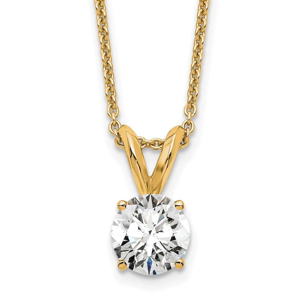 14K Gelbgold 0,5 ct. Laborgezüchteter Diamant VS/SI+ G+ Rund Komplette Vierkrallenfassung 18 Zoll Solitär-Anhänger-Halskette