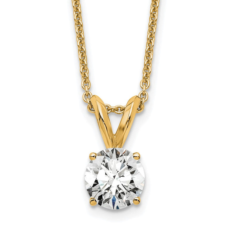 14K Gelbgold 0,5 ct. Laborgezüchteter Diamant VS/SI+ G+ Rund Komplette Vierkrallenfassung 18 Zoll Solitär-Anhänger-Halskette