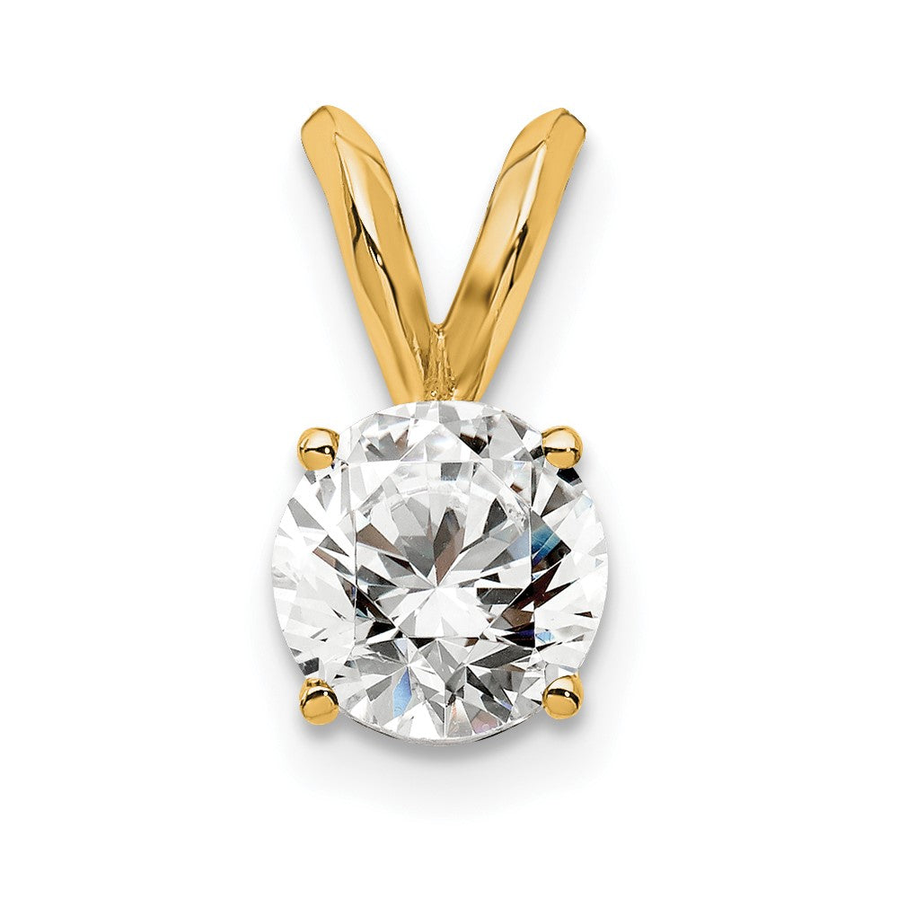 14K Gelbgold Solitäranhänger mit 0,5 ct. rundem Labordiamant VS/SI+ G+, komplett mit Vierkrallenfassung