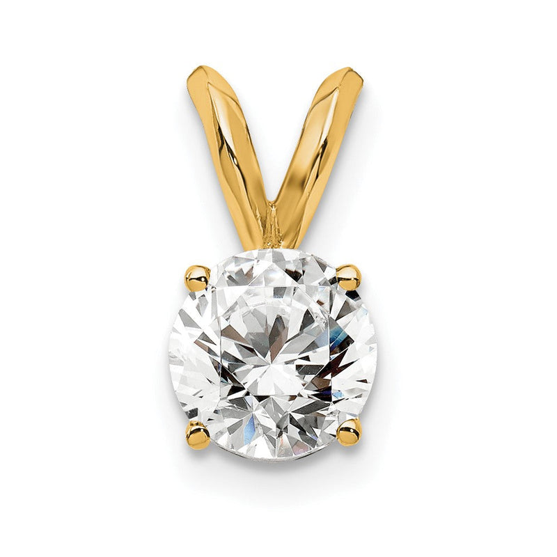 14K Gelbgold Solitäranhänger mit 0,5 ct. rundem Labordiamant VS/SI+ G+, komplett mit Vierkrallenfassung