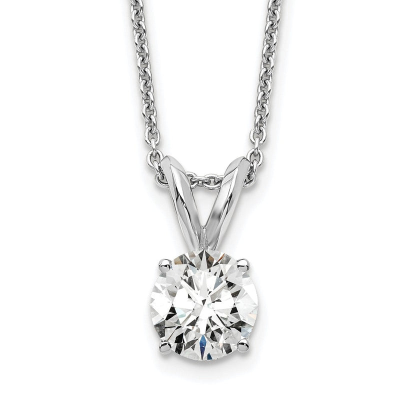 14K Weißgold 0,5 ct. Laborgezüchteter Diamant VS/SI+ G+ Rund Komplette Vierzack-Solitär-Anhänger-Halskette, 18 Zoll