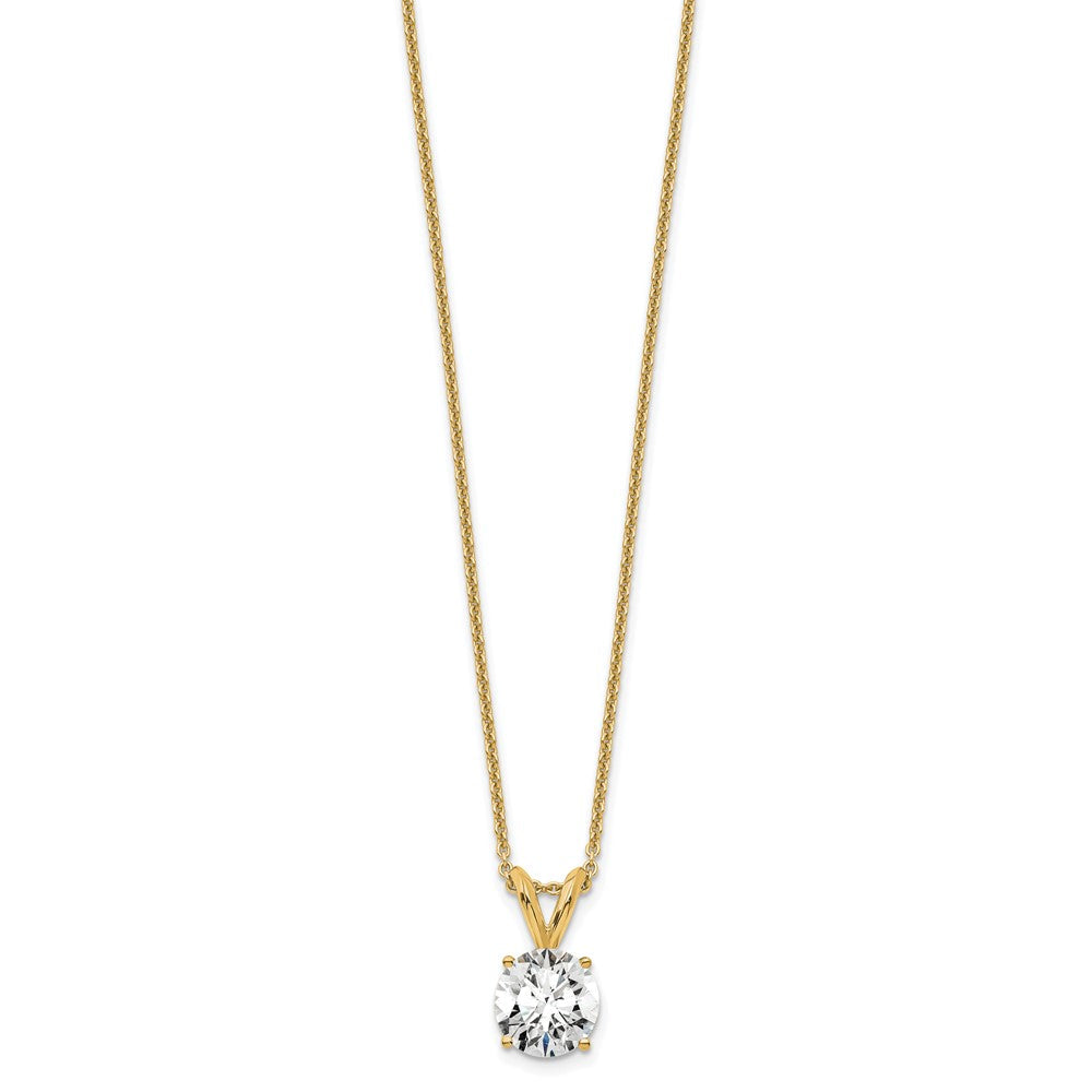 14K Gelbgold 0,75 ct. im Labor gezüchteter Diamant VS+ F+ Rund Vierzacken 18 Zoll Solitär-Anhänger-Halskette