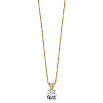 14K Gelbgold 0,75 ct. im Labor gezüchteter Diamant VS+ F+ Rund Vierzacken 18 Zoll Solitär-Anhänger-Halskette