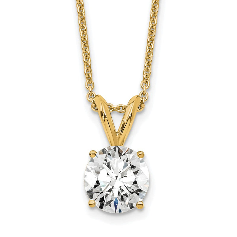14K Gelbgold 0,75 ct. Zertifizierter, im Labor gezüchteter Diamant VS/SI+ G+ Rund Vier-Krappen 45 cm Solitär-Anhänger-Halskette