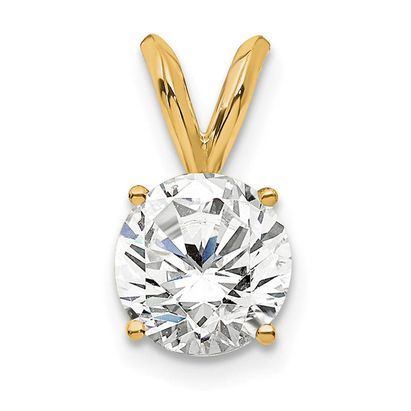 14K Gelbgold 0,75 ct. Zertifizierter, im Labor gezüchteter Diamant VS/SI+ G+ Rund Vierzack-Solitär-Anhänger