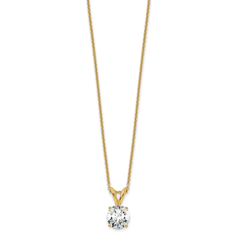 14K Gelbgold 3/4 Karat Zertifiziert Im Labor Gezüchtet Diamant Vs+ F+ Rund Komplett Vierkrappen 18 Zoll Solitär Anhänger Halskette
