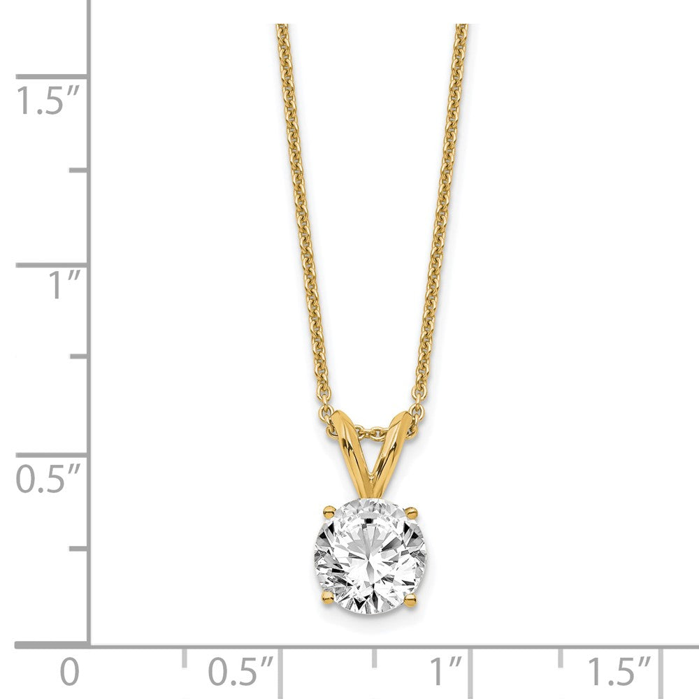 14K Gelbgold 3/4 Karat Zertifiziert Im Labor Gezüchtet Diamant Vs+ F+ Rund Komplett Vierkrappen 18 Zoll Solitär Anhänger Halskette