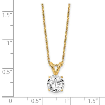 14K Gelbgold 3/4 Karat Zertifiziert Im Labor Gezüchtet Diamant Vs+ F+ Rund Komplett Vierkrappen 18 Zoll Solitär Anhänger Halskette