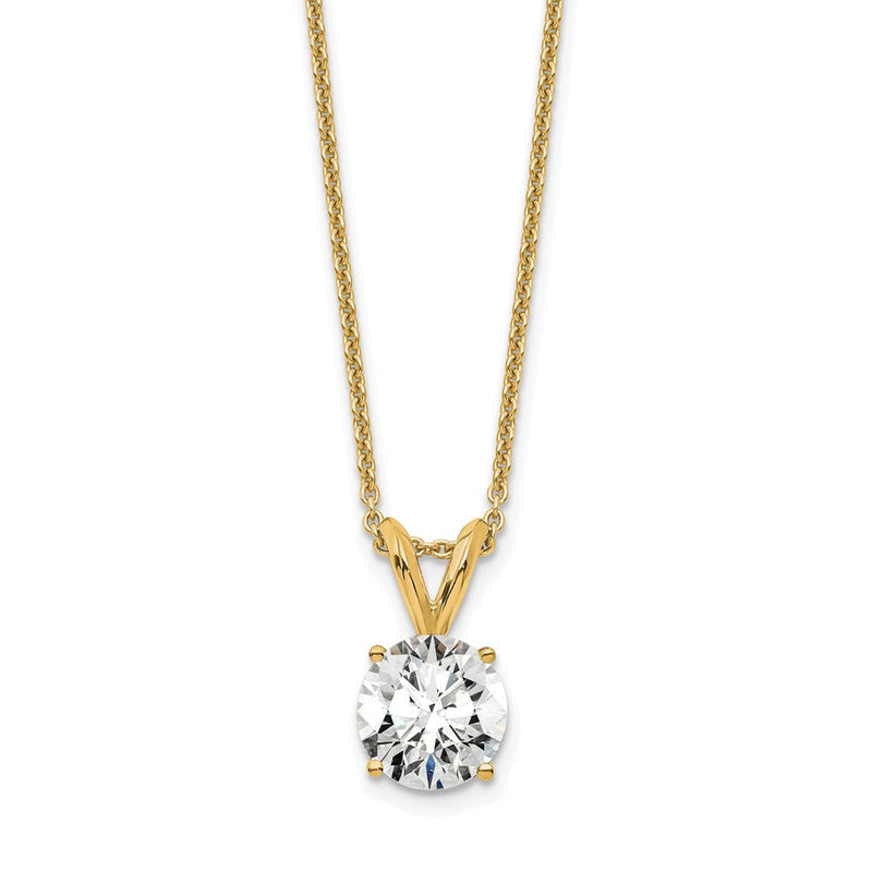 14K Gelbgold 3/4 Karat Im Labor Gezüchtet Diamant Vs/si+ G+ Rund Komplett Vierkrappen 18 Zoll Solitär Anhänger Halskette