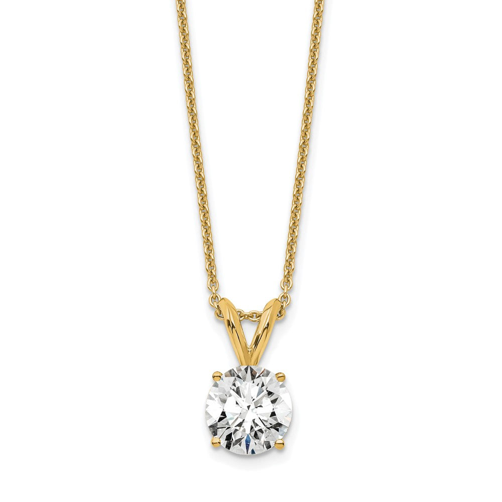 14K Gelbgold 3/4 Karat Zertifiziert Im Labor Gezüchtet Diamant Vs+ F+ Rund Komplett Vierkrappen 18 Zoll Solitär Anhänger Halskette