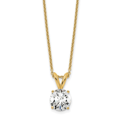 14K Gelbgold 3/4 Karat Zertifiziert Im Labor Gezüchtet Diamant Vs+ F+ Rund Komplett Vierkrappen 18 Zoll Solitär Anhänger Halskette