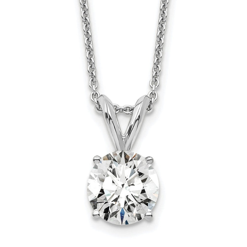 14K Weißgold 0,75 ct. im Labor gezüchteter Diamant VS+ F+ Rund Vier-Krappen-Fassung 18 Zoll Solitär-Anhänger-Halskette