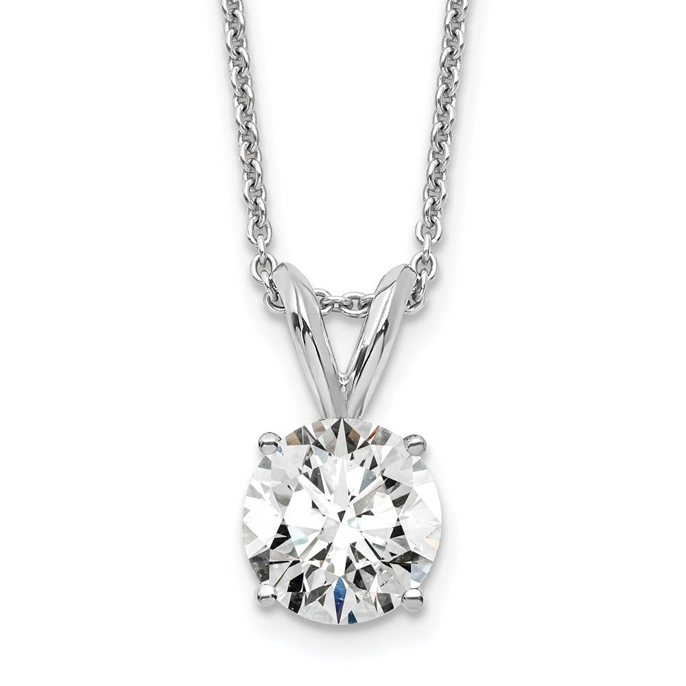 14K Weißgold 0,75 ct. zertifizierter, im Labor gezüchteter Diamant VS/SI+ G+ Rund Vierzacken-Fassung 18 Zoll Solitär-Anhänger-Halskette