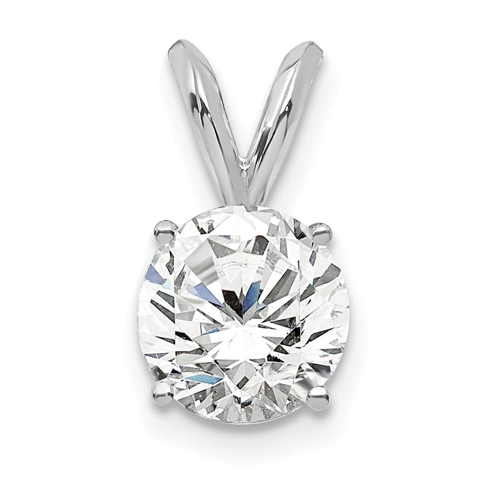 14 Karat Weißgold 0,75 ct. Laborgezüchteter Diamant VS+ F+ Rund Vierzack-Solitäranhänger